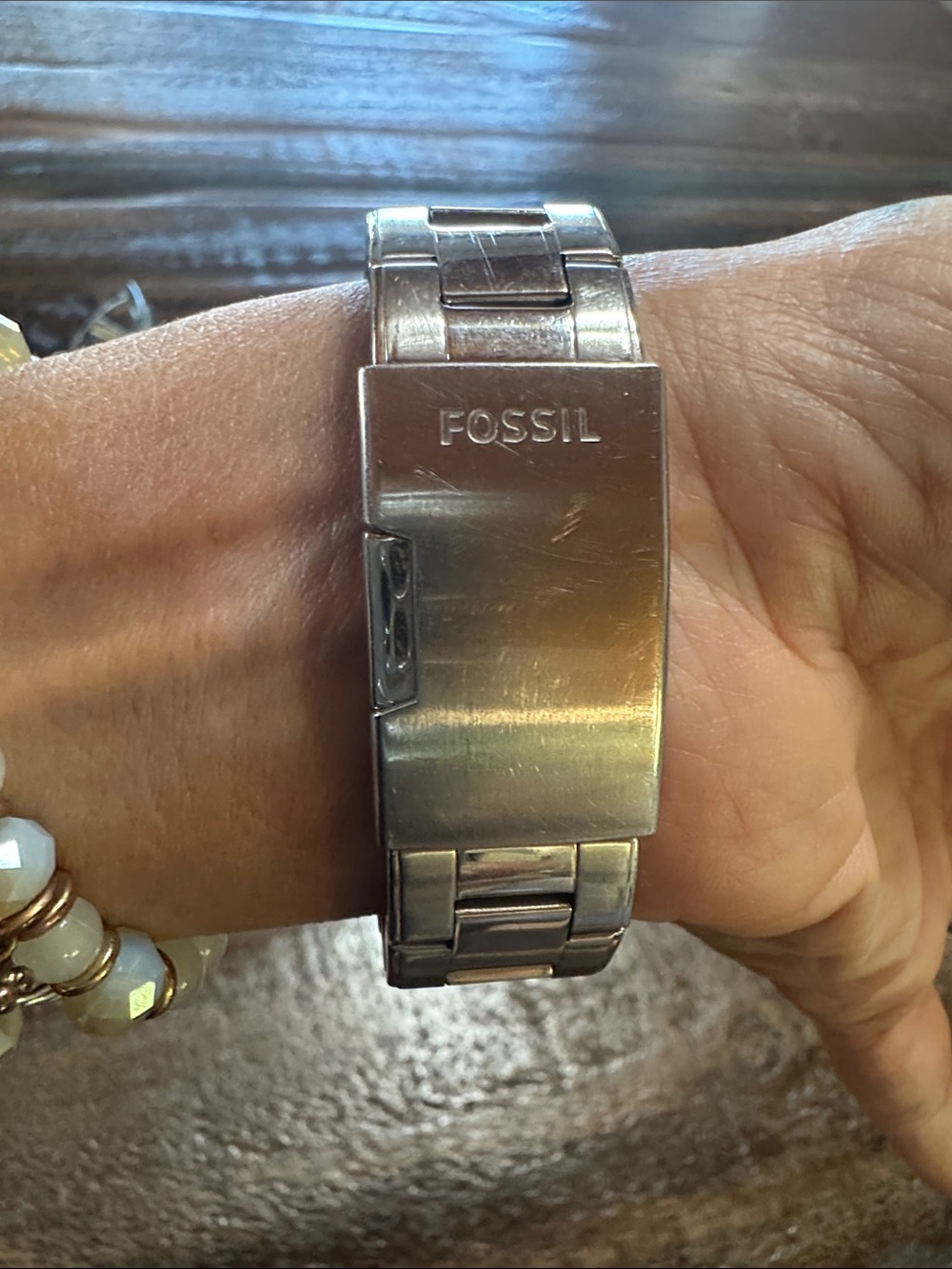 Fossil Silver Bracelet Watch with White Dial and Rose Gold Accents - Picture 5 of 9